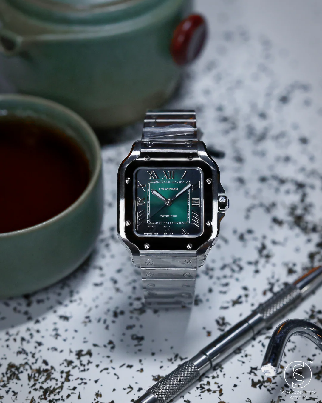 Cartier Santos de Cartier Smoky Green Medium WSSA0061 - Image 4