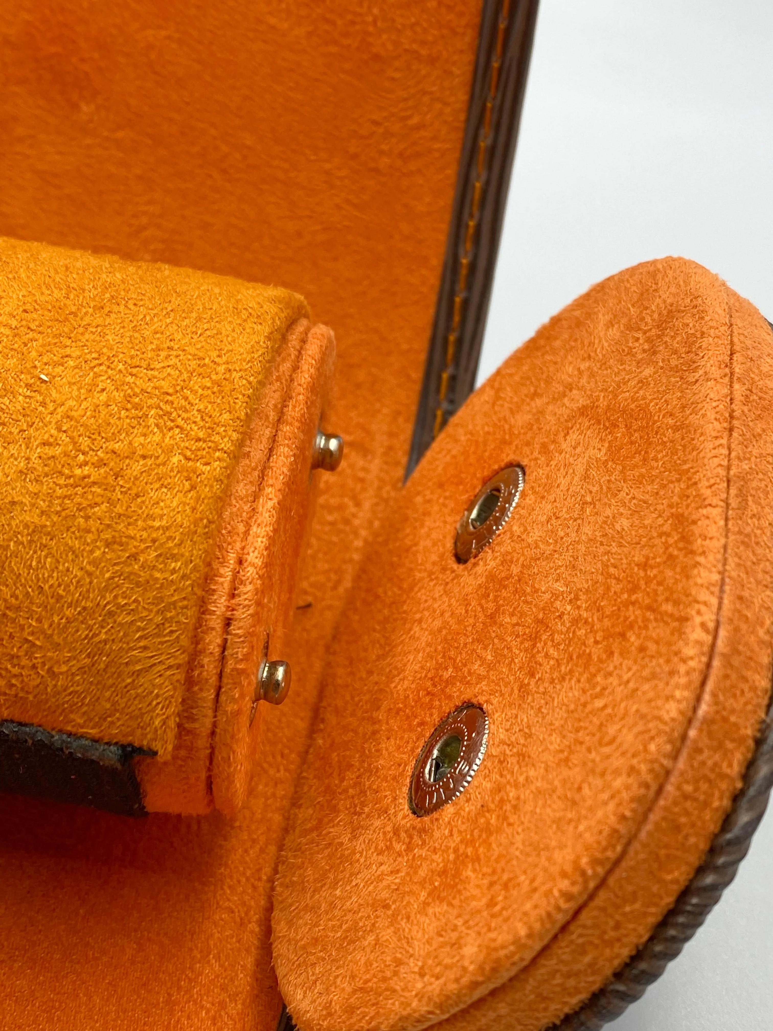 Ten10 Watch Roll for 2 Watches (EPI Brown Exterior & Orange Suede Interior) - Image 6