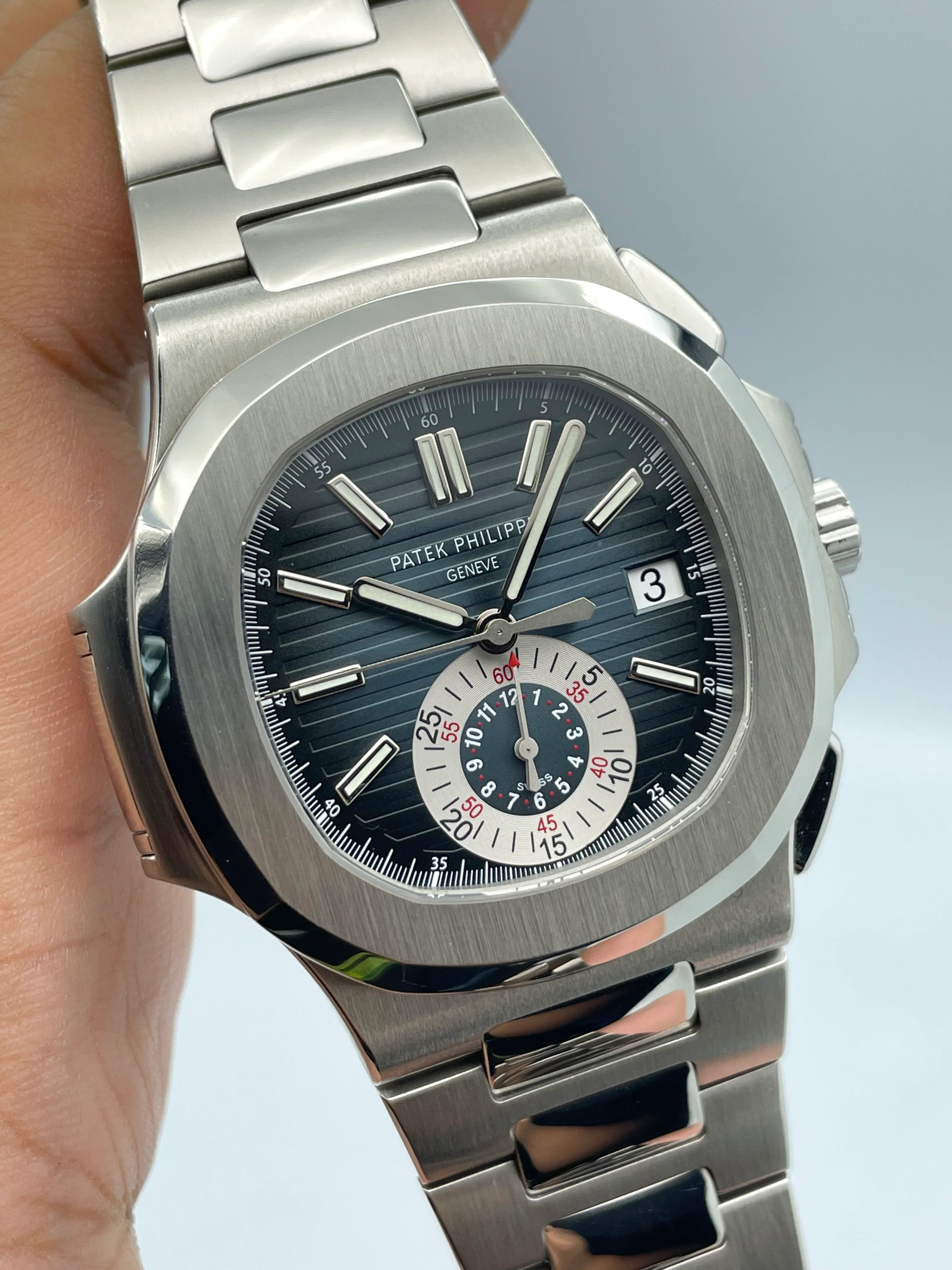 Patek Philippe Nautilus Chronograph Blue 5980/1A-001 Geneva Seal 2009 [Preowned] - Image 6