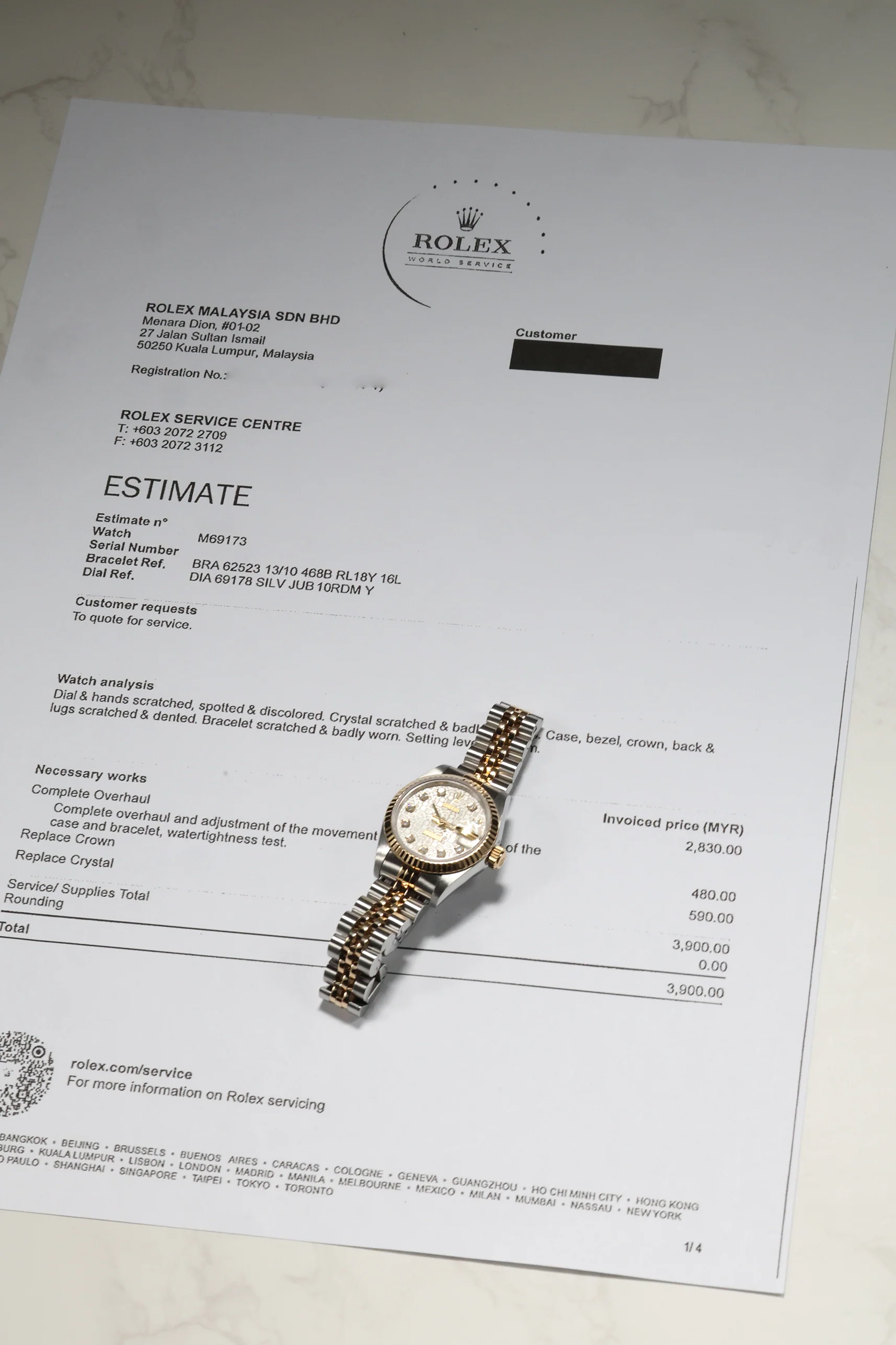 Rolex Datejust 26mm Computer Motif 10 Diamonds Jubilee 69173 1999 [Preowned] - Image 16