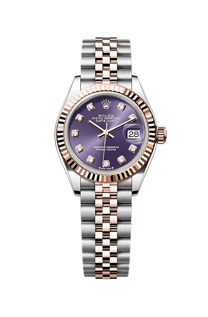 Rolex Datejust 28mm 10 Diamond Aubergine Steel Everose on Jubilee 279171