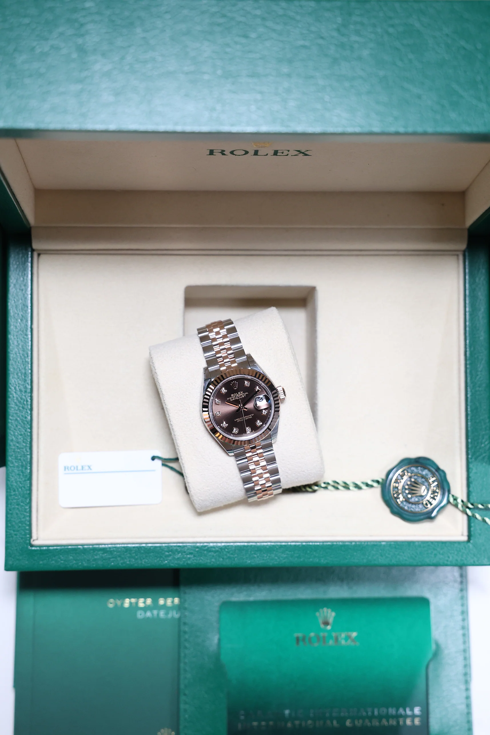 Rolex Datejust 28mm Chocolate 10 Diamond Steel Everose on Jubilee 279171 - Image 14