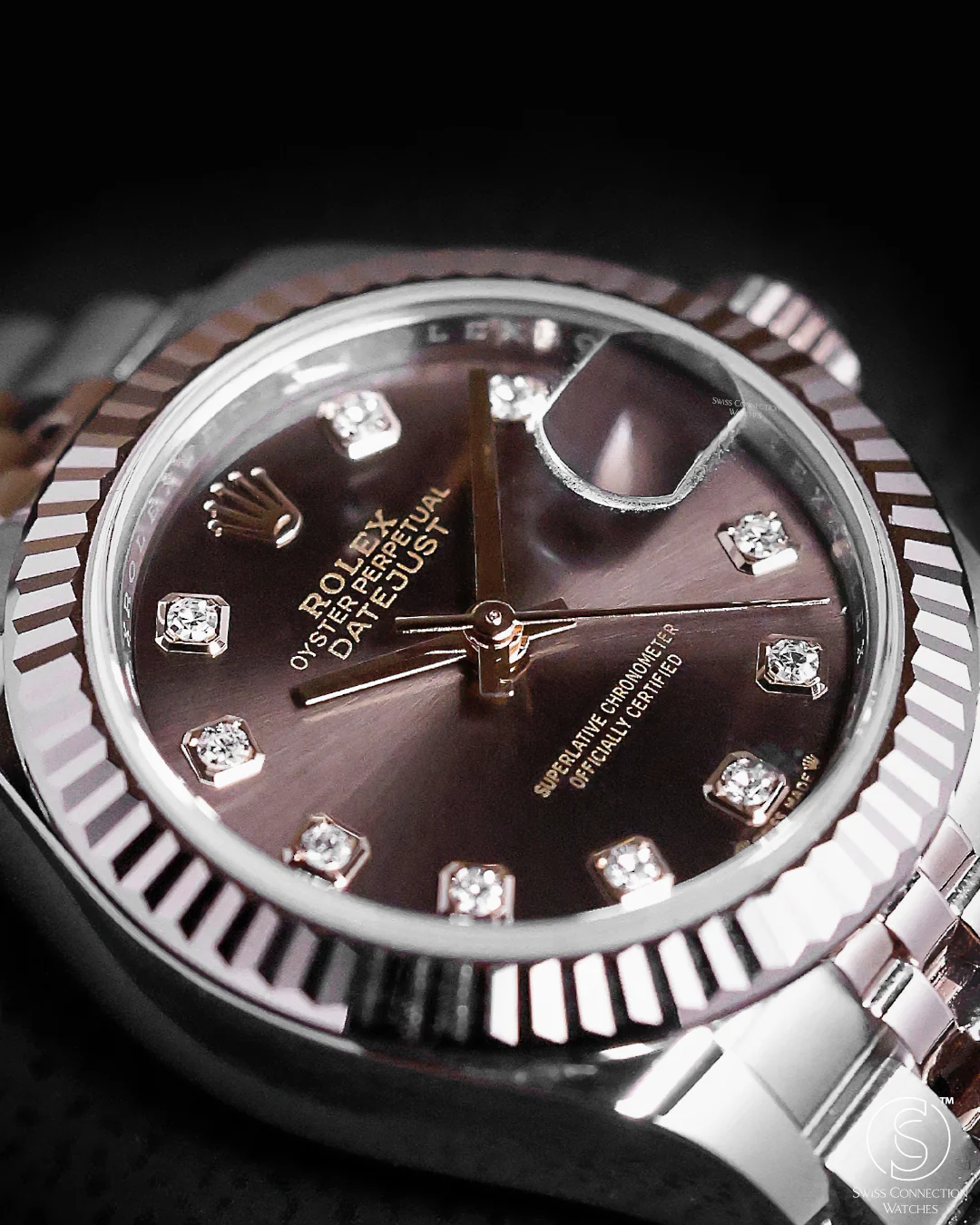 Rolex Datejust 28mm Chocolate 10 Diamond Steel Everose on Jubilee 279171 - Image 3