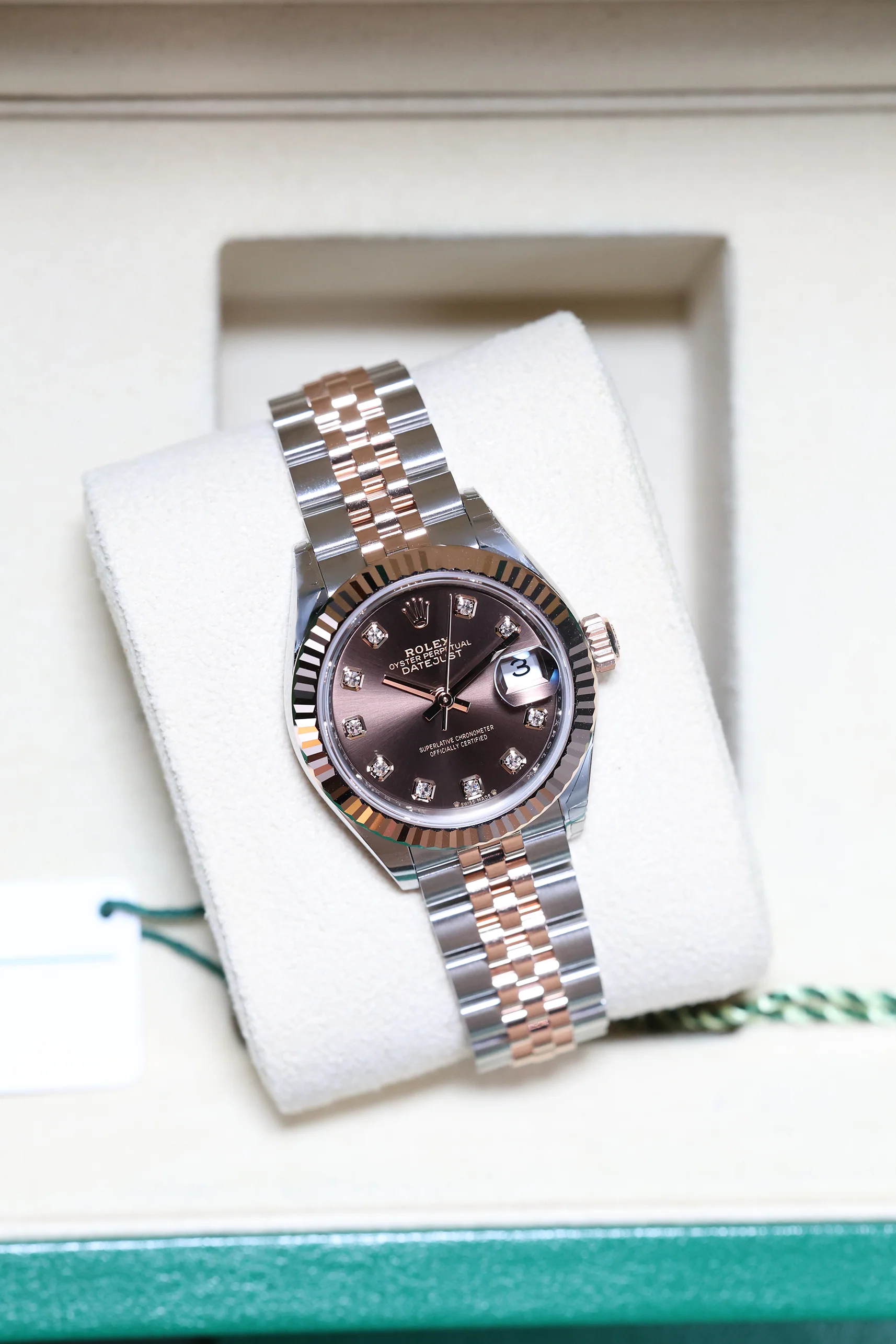 Rolex Datejust 28mm Chocolate 10 Diamond Steel Everose on Jubilee 279171 - Image 8