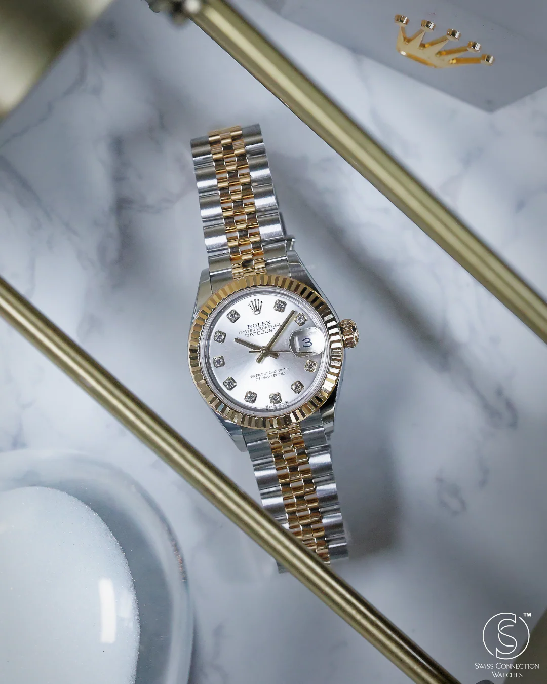Rolex Datejust 28mm Silver 10 Diamonds Rolesor Jubilee 279173 2021 [Preowned] - Image 4