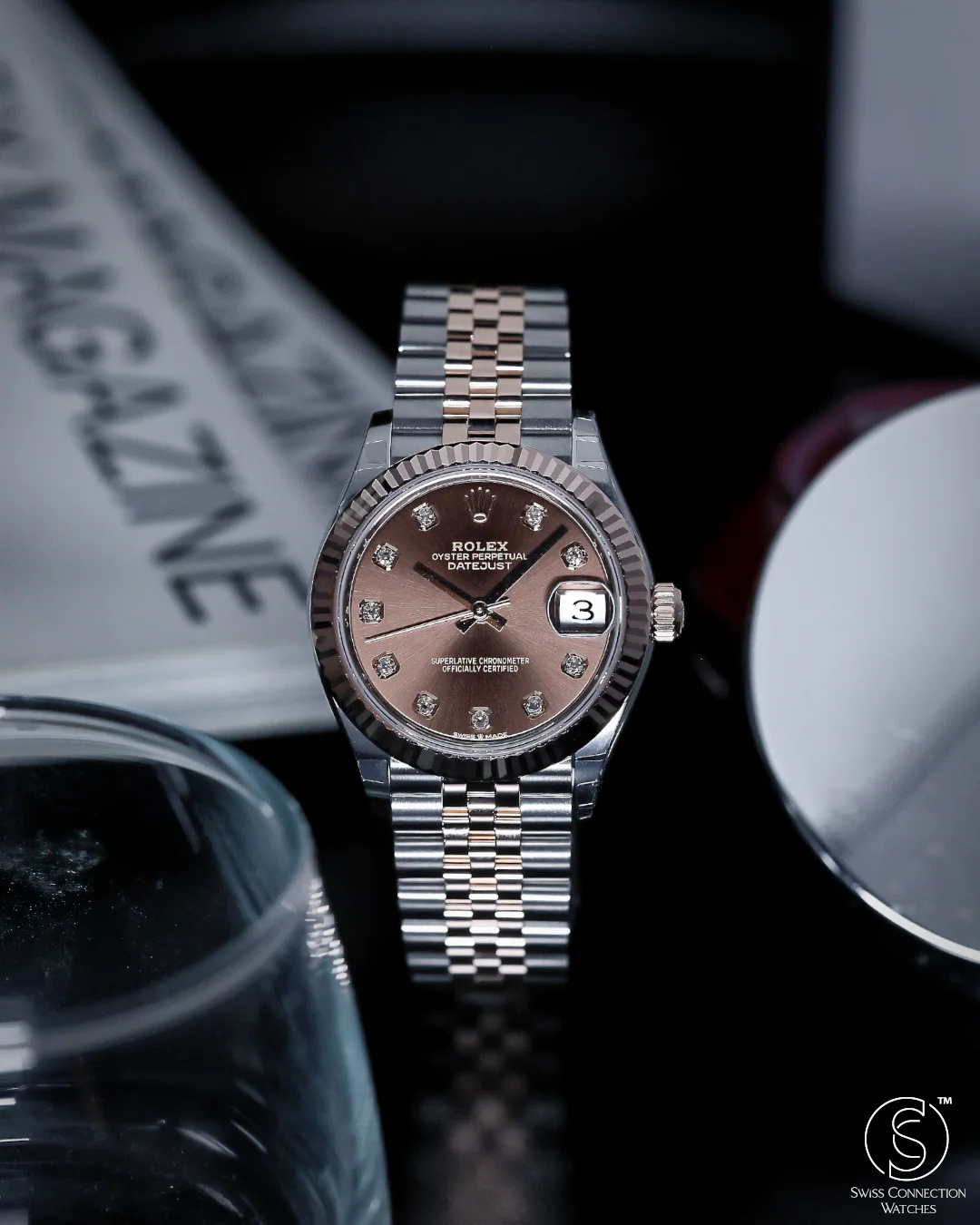 Rolex Datejust 31mm Chocolate 10 Diamonds Steel Everose Jubilee 278271 - Image 5