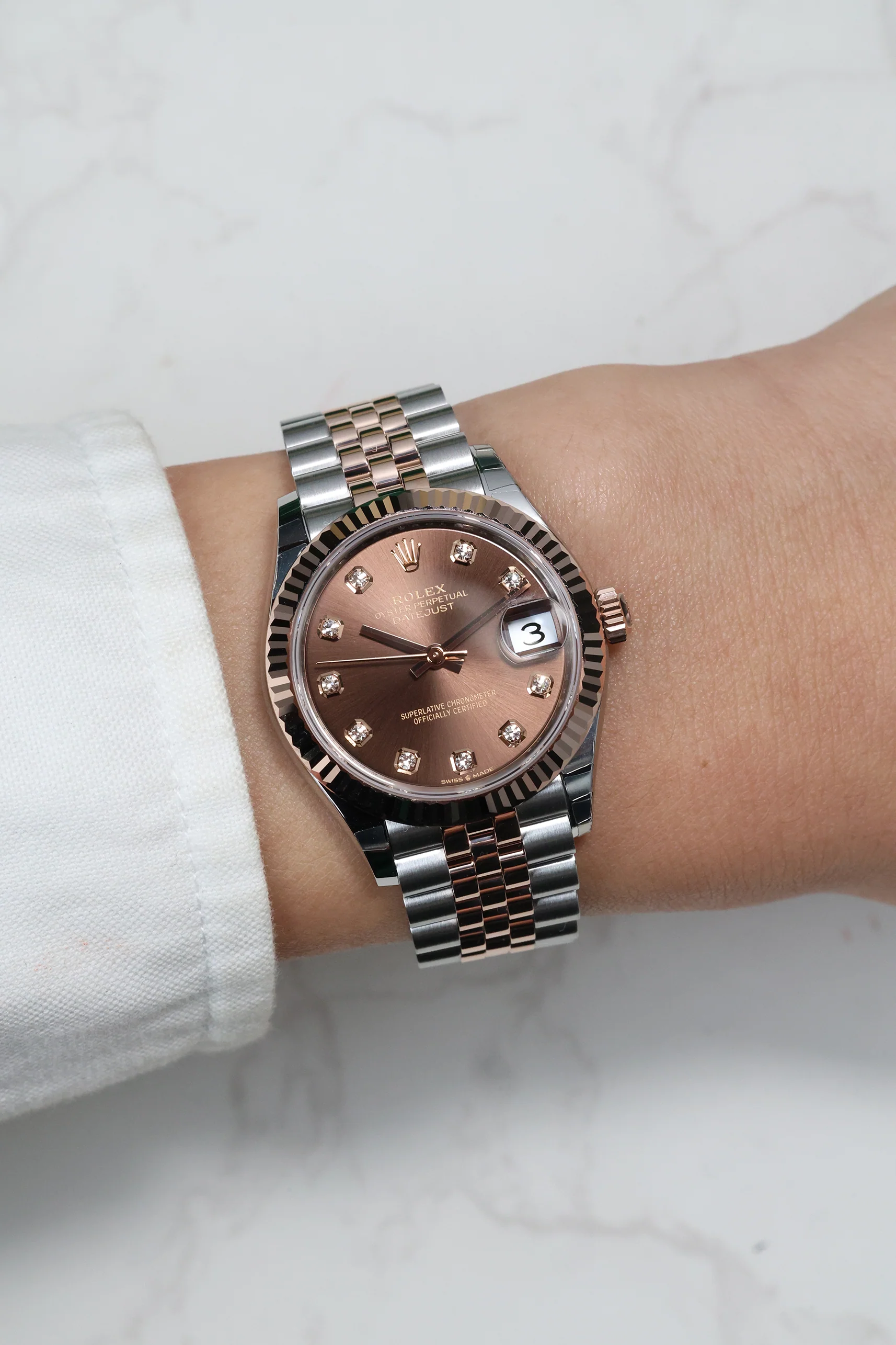 Rolex Datejust 31mm Chocolate 10 Diamonds Steel Everose Jubilee 278271 - Image 6
