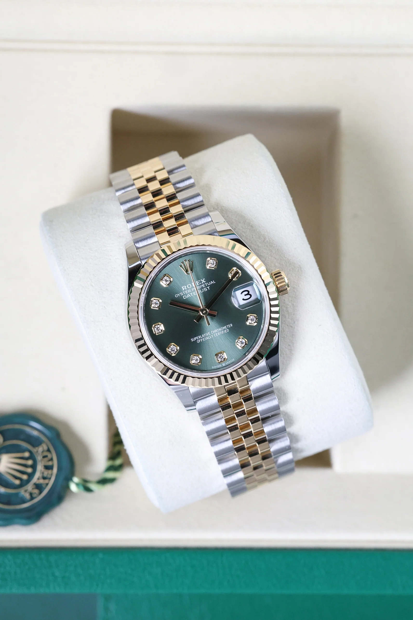 Rolex Datejust 31mm Green 10 Diamond Steel Rolesor Jubilee 278273 - Image 8