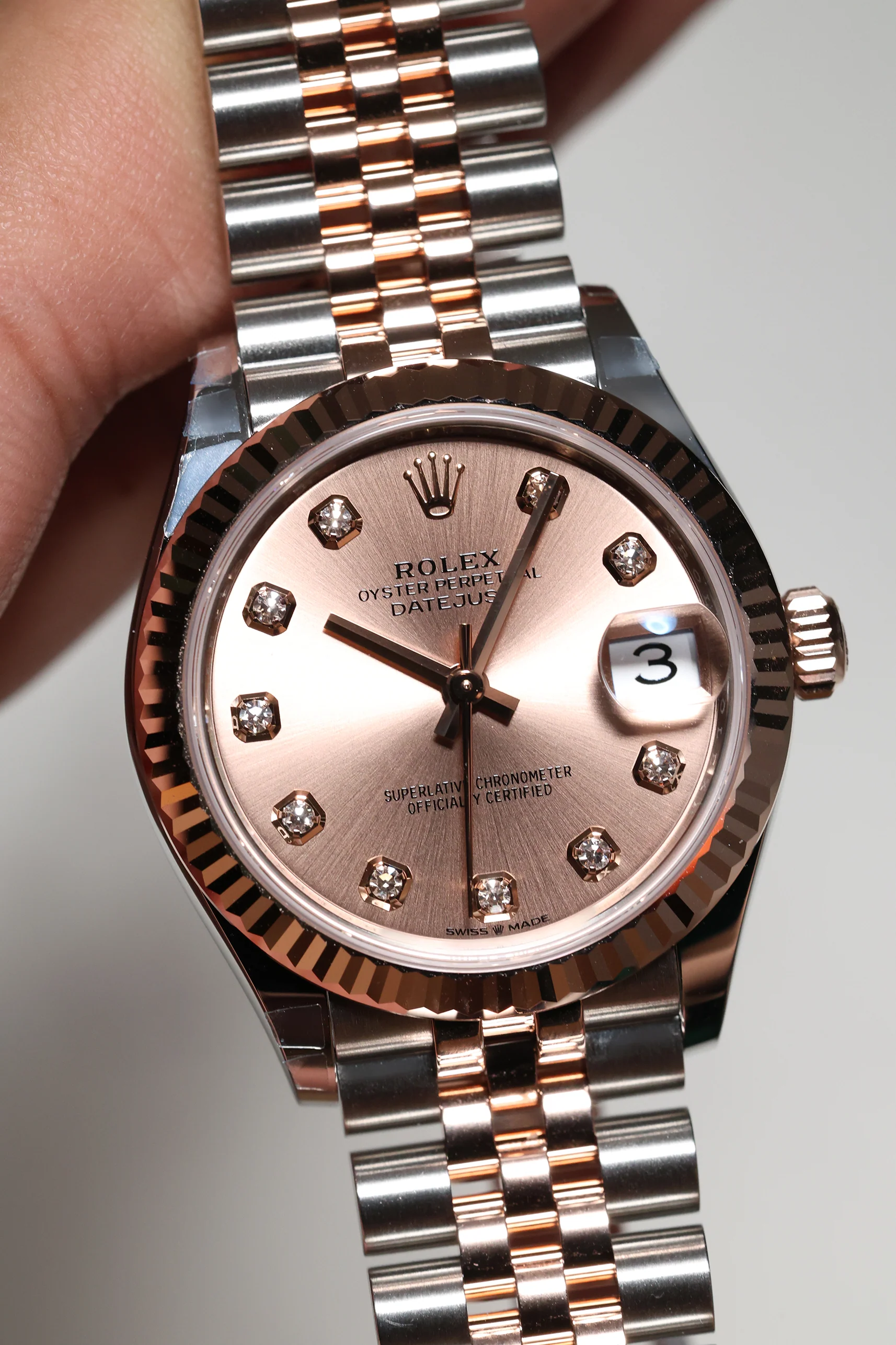Rolex Datejust 31mm Pink 10 Diamonds Steel Everose Jubilee Bracelet 278271 - Image 7