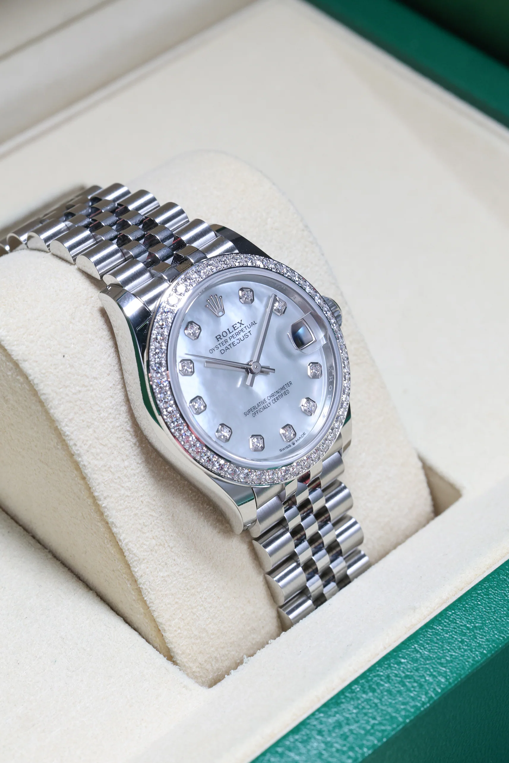 Rolex Datejust 31mm White Mother of Pearl with 10 Diamonds Jubilee 278384RBR - Image 10