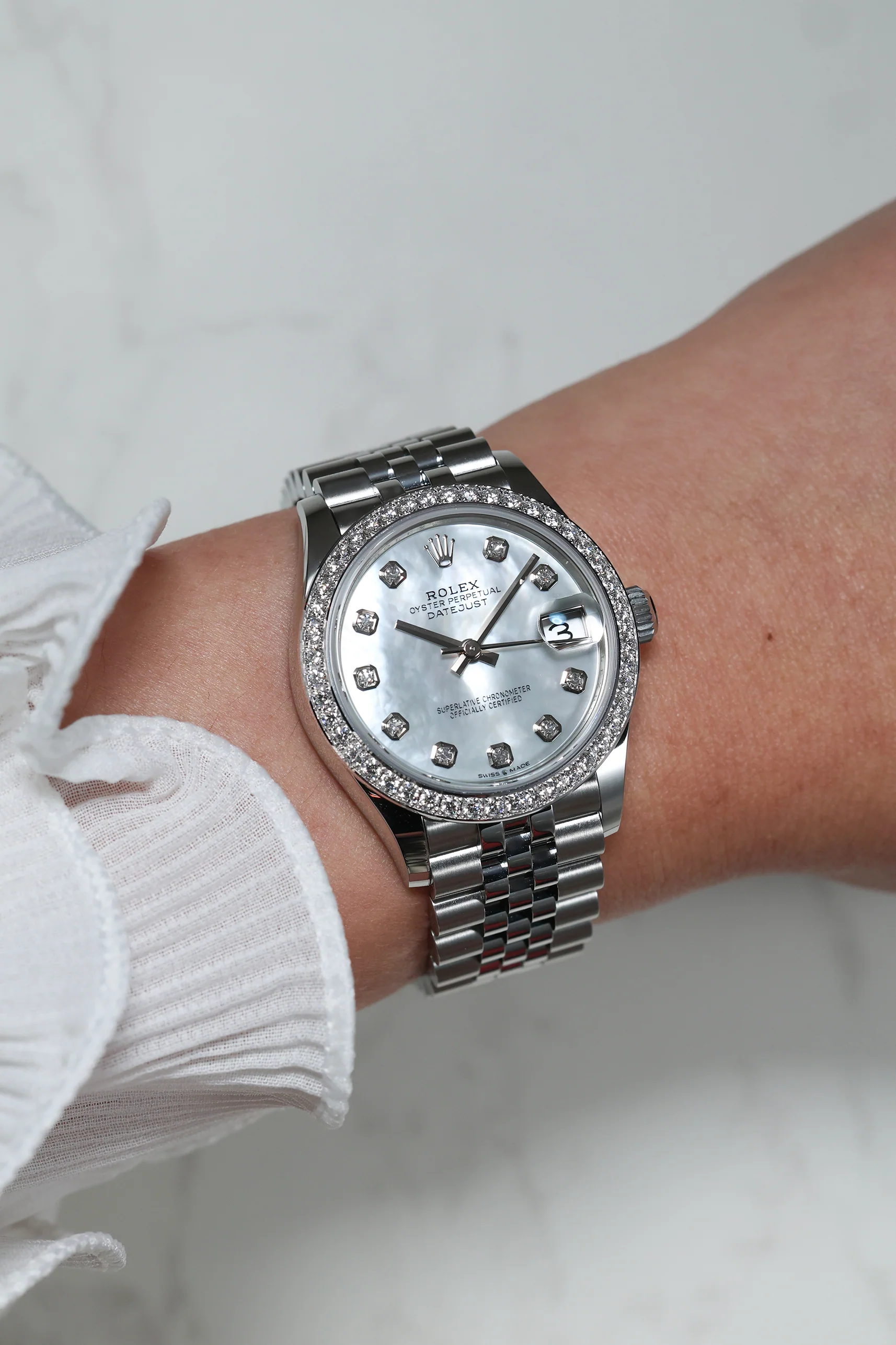 Rolex Datejust 31mm White Mother of Pearl with 10 Diamonds Jubilee 278384RBR - Image 6