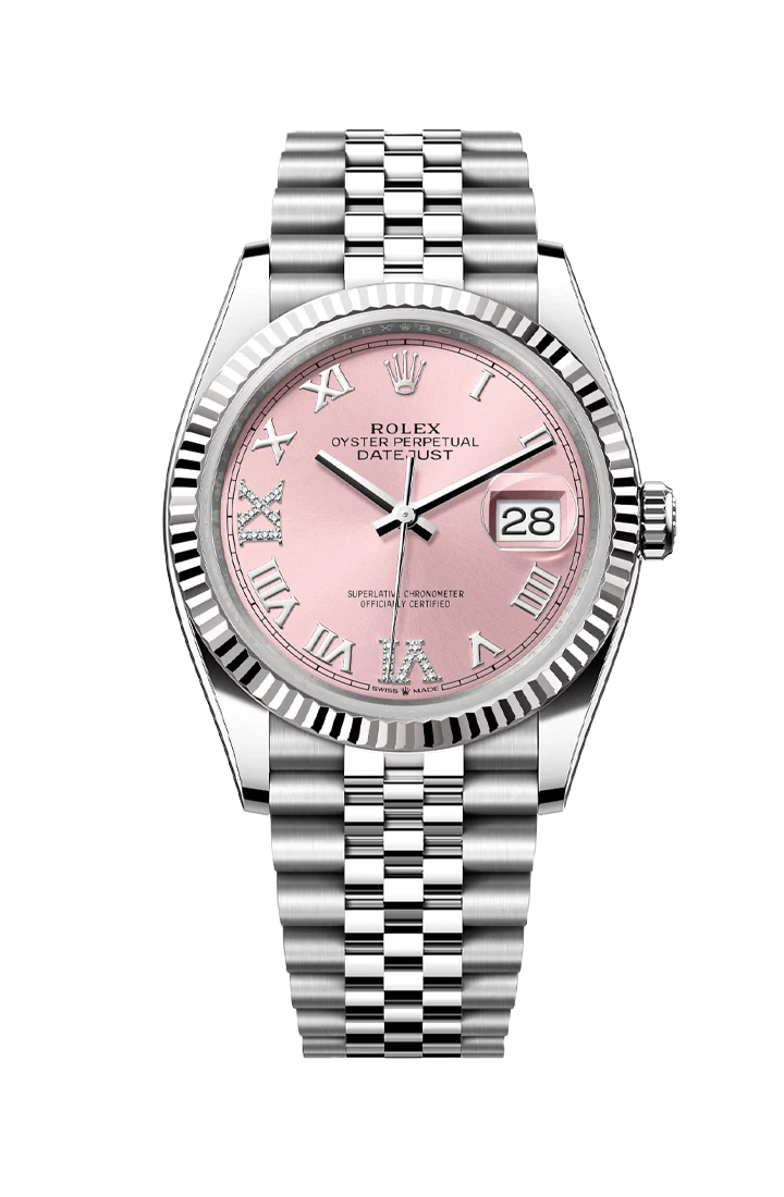 Rolex Datejust 36mm Pink VI IX Diamond on Jubilee 126234