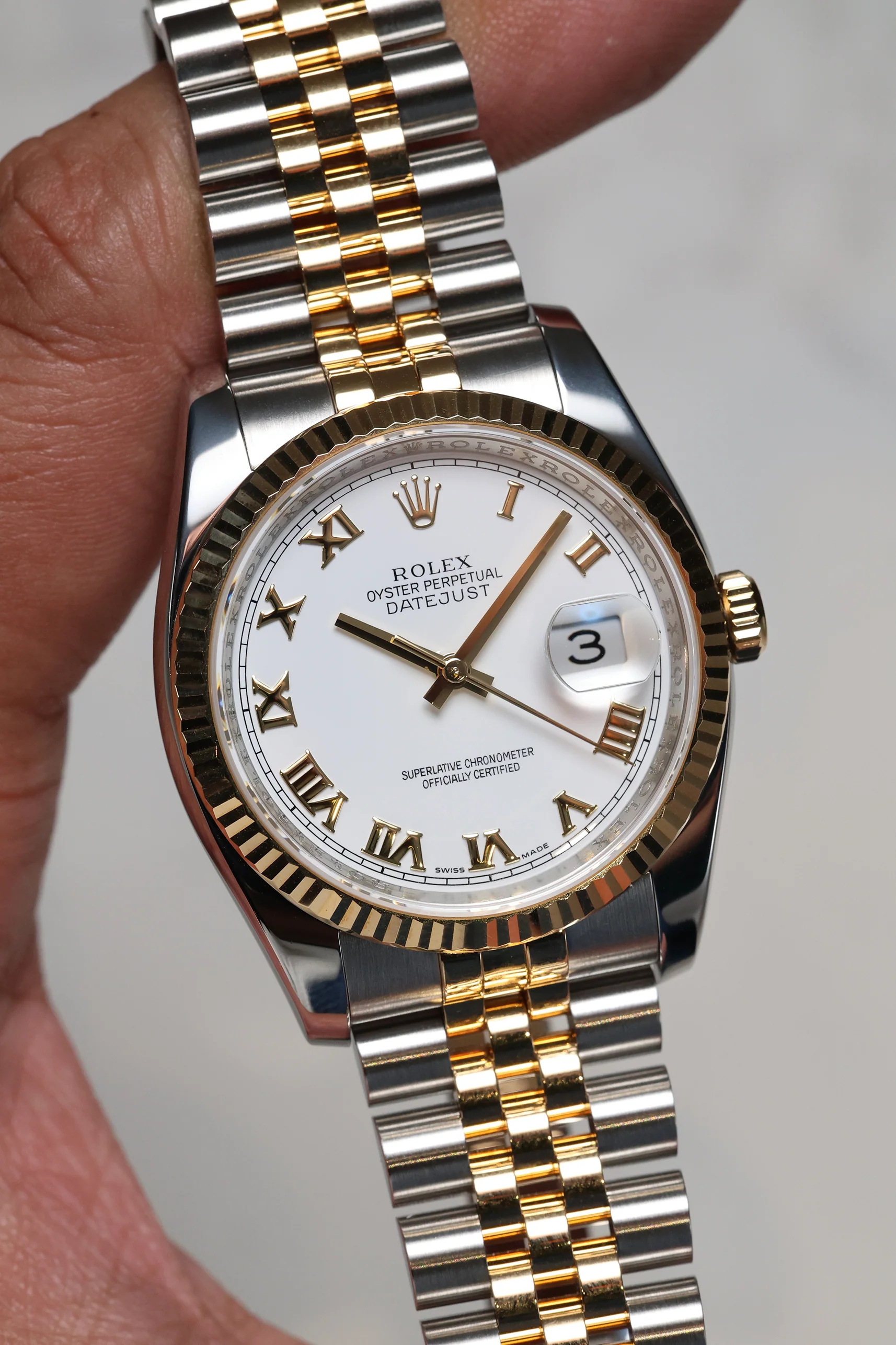 Rolex Datejust 36mm White Roman Dial Steel Rolesor on Jubilee 116233 2012 [Preowned] - Image 7