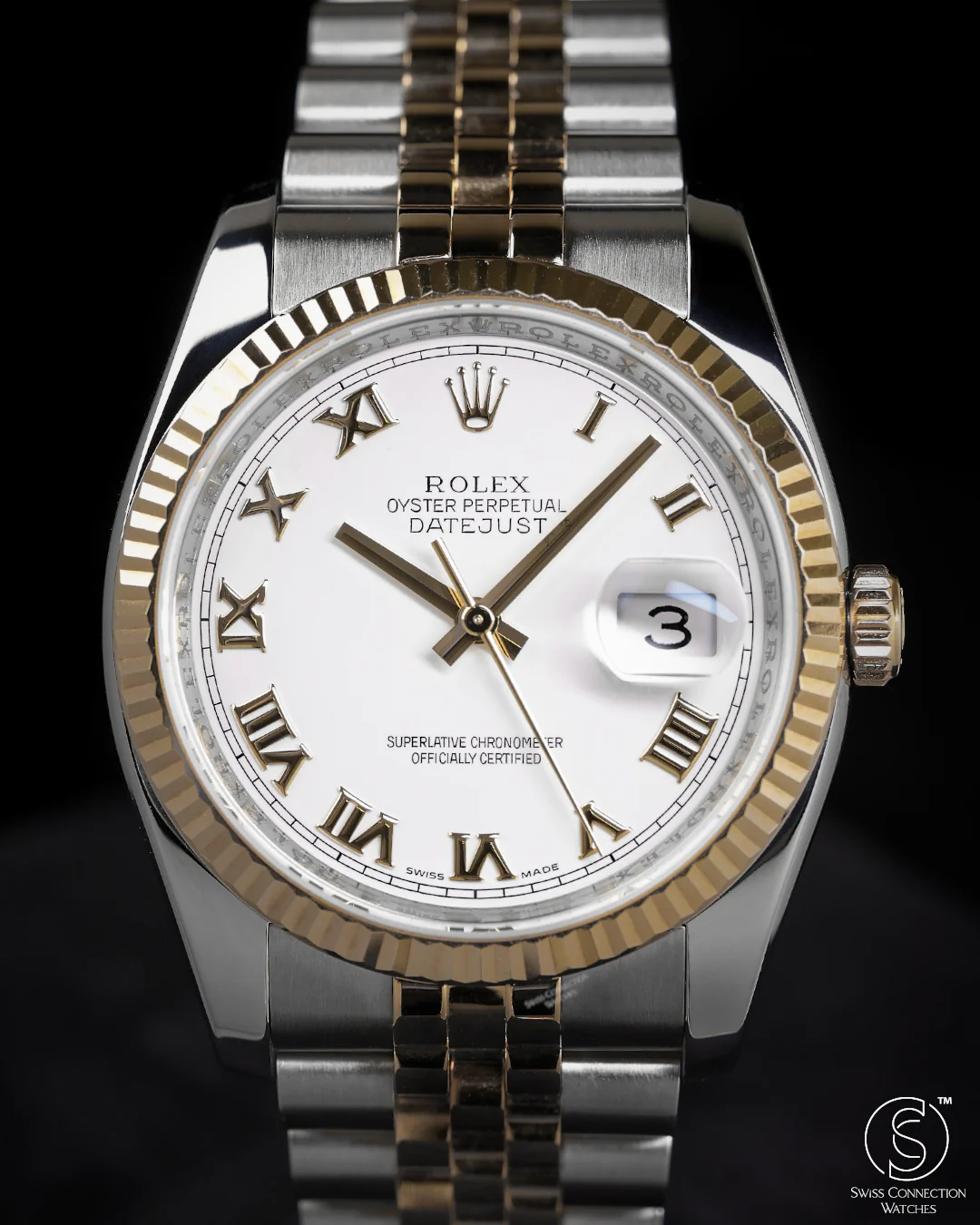 Rolex Datejust 36mm White Roman Dial Steel Rolesor on Jubilee 16233 1998 [NOS] - Image 2