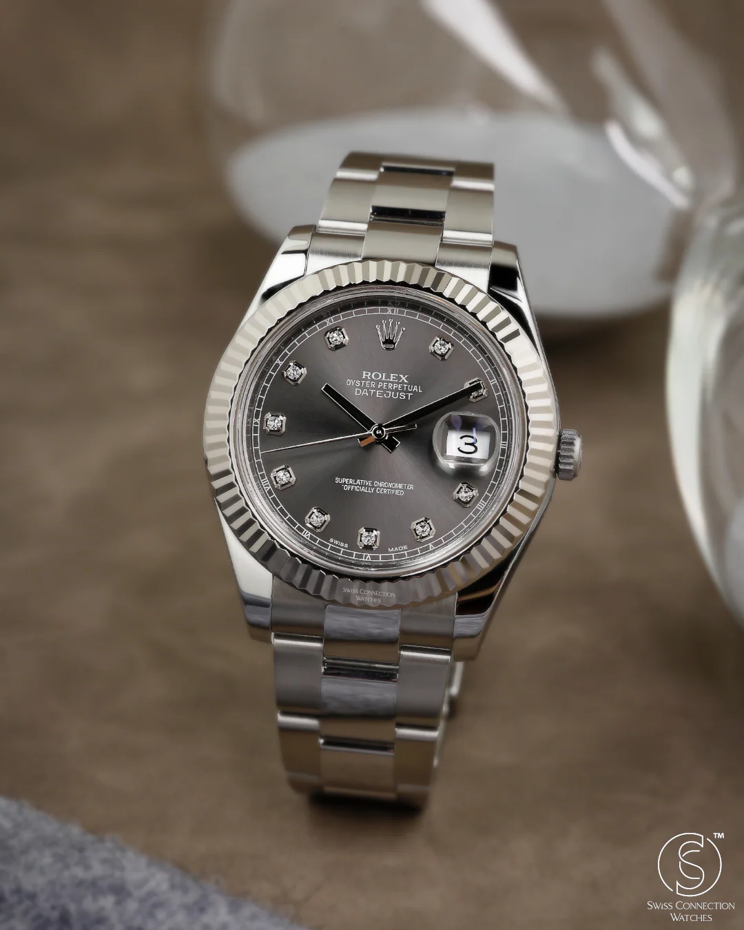Rolex Datejust 41mm 10 Diamonds Slate Grey 116334 2013 [Preowned] - Image 4
