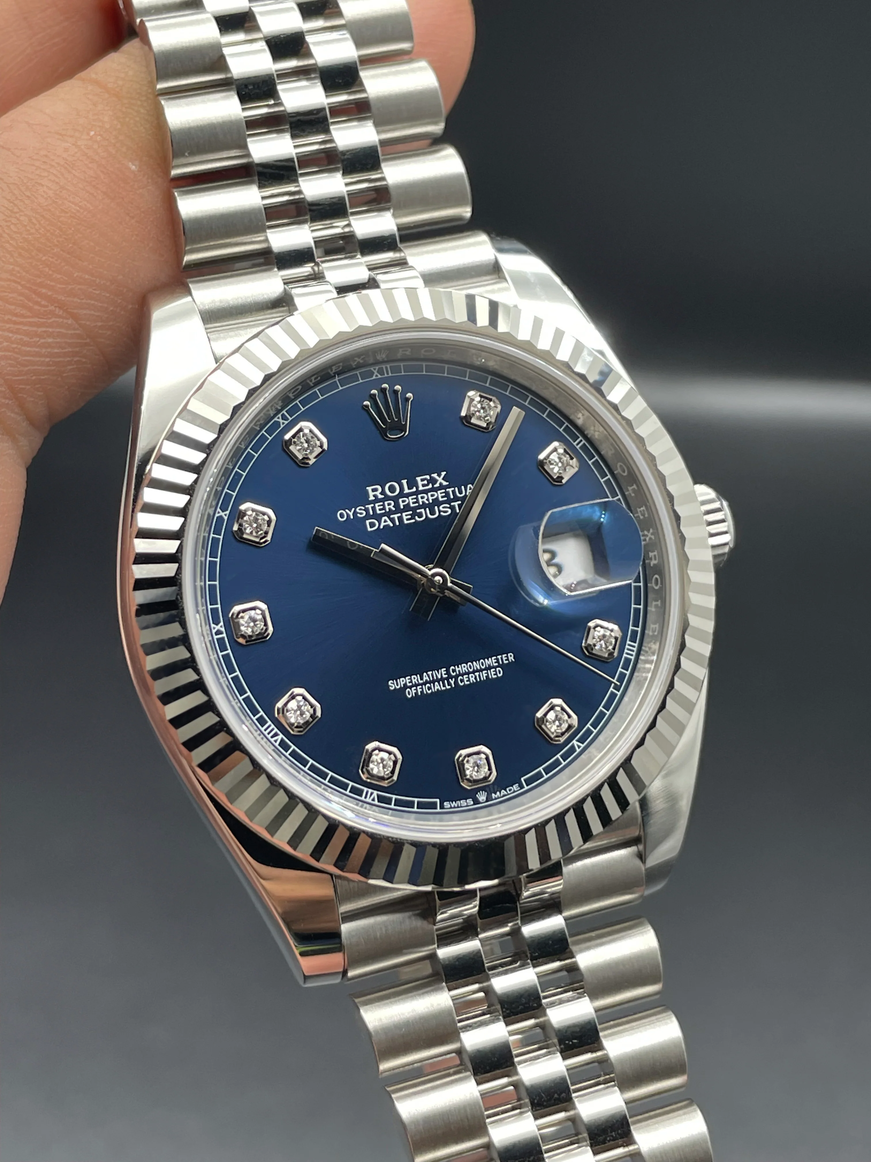 Rolex Datejust 41mm Blue 10 Diamond on Jubilee 126334 - Image 6