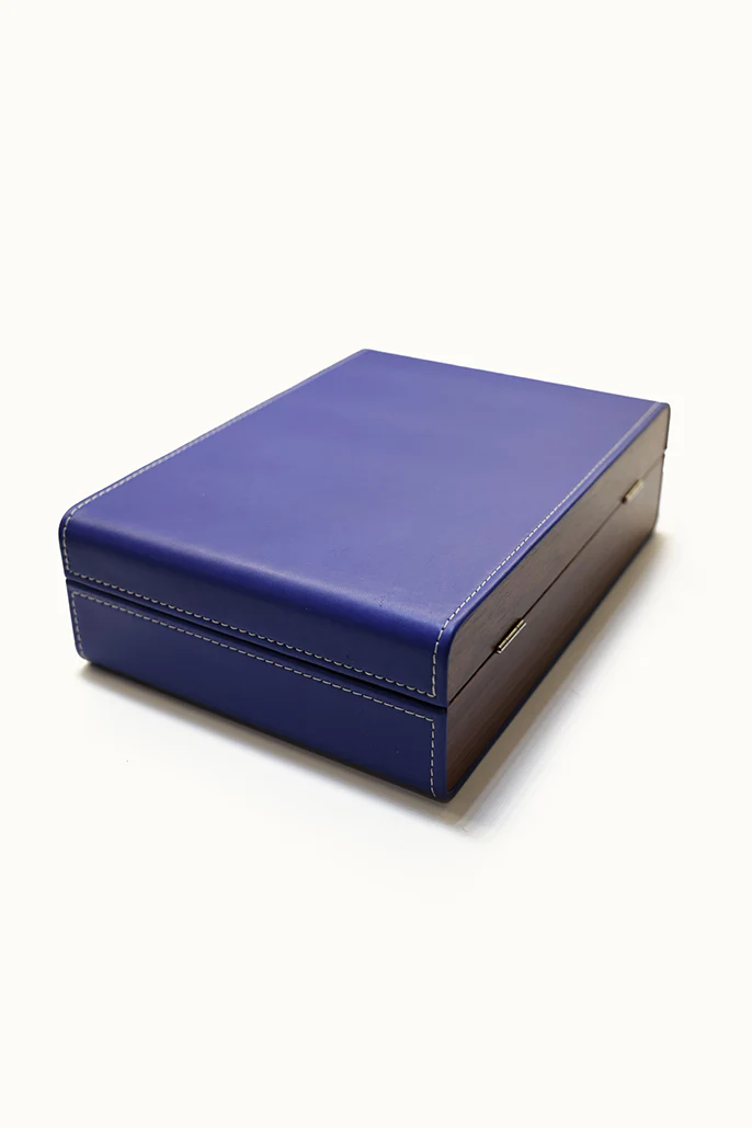 Ten10 Estra Watch Box for 8 Watches (Saff Blue Exterior & Red Interior) - Image 4